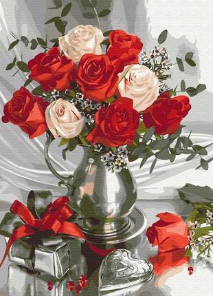 Картины по номерам "подаренные розы" раскраски по цифрам. 40*50 см.украина