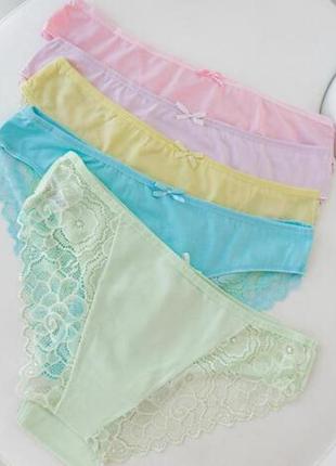 Батальные трусы с кружевом - цветной микс - от 5 шт. размер 2xl