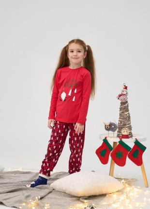 Пижама для девочки-подростка со штанами - merry christmas - family look для семьи размер 12-13