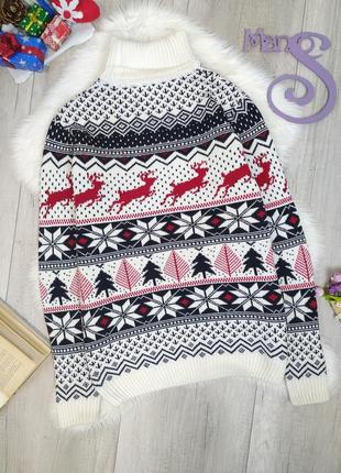 Женский свитер новогодний tricko с оленями с высоким воротником белый размер м4 фото