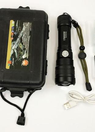 Фонарь p512-hp50, зу micro usb, 1x18650/3xaaa, zoom, мощный ручной фонарик, карманный мини фонарь ku-22