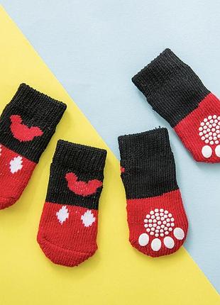 Носки для собак pet style "красные с мишкой" 2