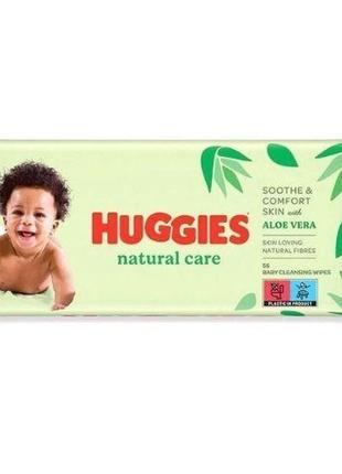 Дитячі вологі серветки huggies natural care 56 шт.1 фото