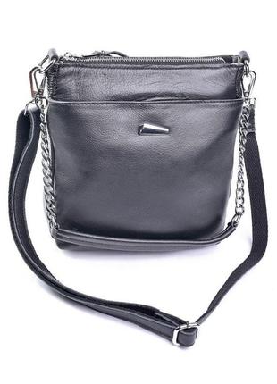 Жіноча сумка з натуральної шкіри чорного кольору
