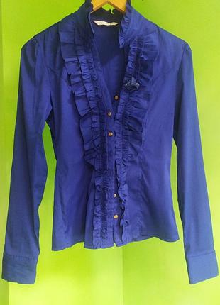 Блуза офісна кольору електрик s