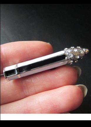 Черно-белая брошь в стразах карандаш, видеообзор, новая! арт. 4044