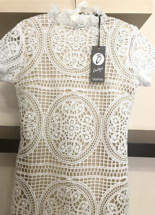 Белое кружевное платье мини, кружевное мини платье,6 фото