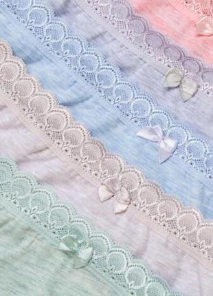 Набор женские трусики с кружевом по резинке - цветной меланж - от 5 шт. размер m4 фото