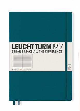 Блокнот leuchtturm1917 master slim a4+, тихоокеанский зеленый, линия (359788)