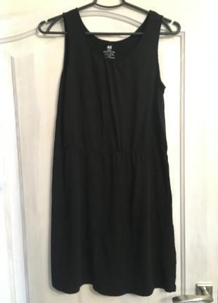 Чёрное трикотажное базовое платье от h&m