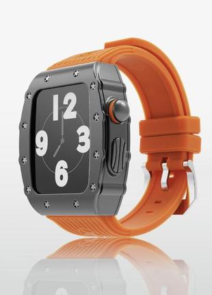 Эксклюзивный чехол из нержавеющей стали bucorich apple watch case  7/8/9 (45 мм) black orange