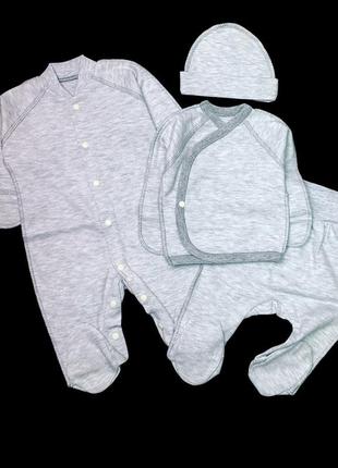 Комплект 4в1 "принт", інтерлок: чоловічок, льоля, повзунки, шапочка тм "happy тот" (чоловічок, льоля з