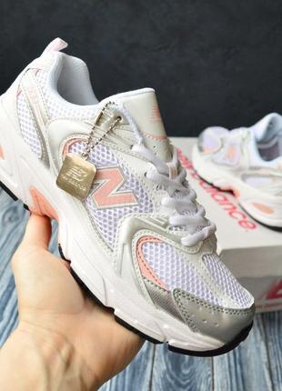 Женские кроссовки белые с розовым в стиле new balance10 фото