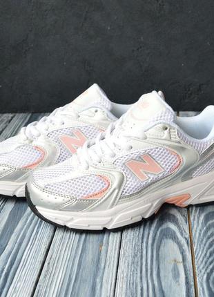 Женские кроссовки белые с розовым в стиле new balance2 фото