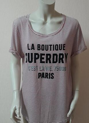 Белая футболка с добавлением льна в красную полоску superdry paris made in india5 фото