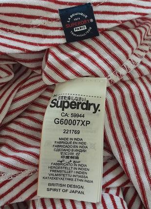 Біла футболка з додаванням льону в червону смужку superdry paris made in india9 фото