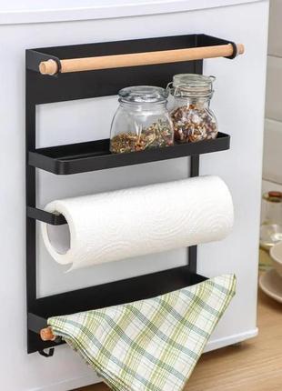 Навісна магнітна полиця органайзер із тримачем на мікрохвильовку, холодильник. полиця магнітна для спецій