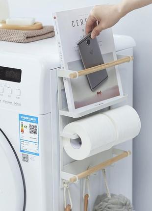 Навесная магнитная полка органайзер с держателем на микроволновку, холодильник. полка...