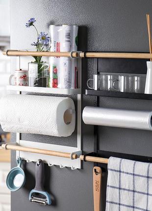 Навесная магнитная полка органайзер с держателем на микроволновку, холодильник. полка...