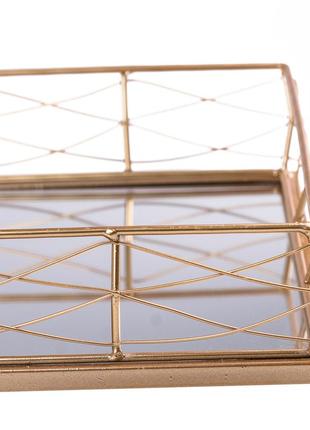 Фруктовница конфетница квадратная металлическая с зеркальным основанием набор 2 шт2 фото