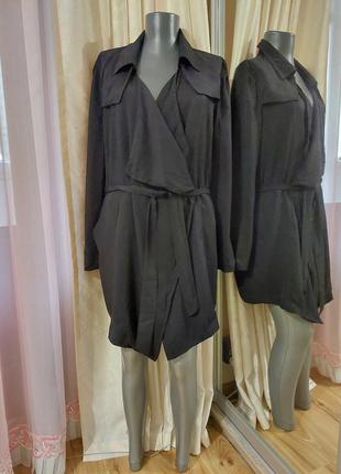 Вискозный с карманами и поясом кардиган, накидка, легкий плащ