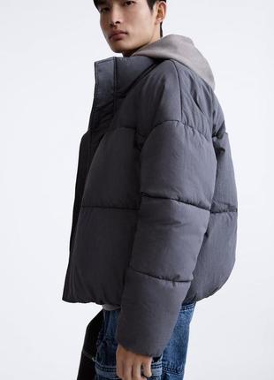 Укороченная серая мужская куртка zara new5 фото