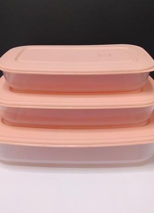 Набор прямоугольных контейнеров для пищевых продуктов 3 шт алеана персиковый 1670201 фото
