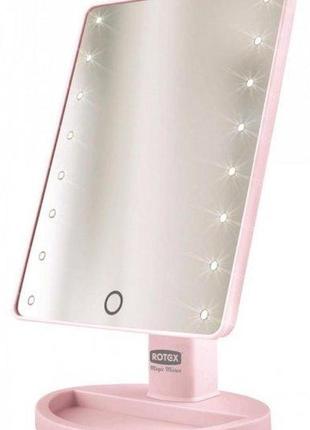 Зеркало косметическое rotex rhc25-p magic mirror pink