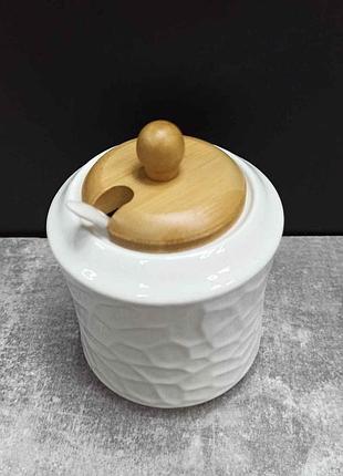 Цукорниця з ложкою та дерев'яною кришкою 380 мл pj03252-14 фото