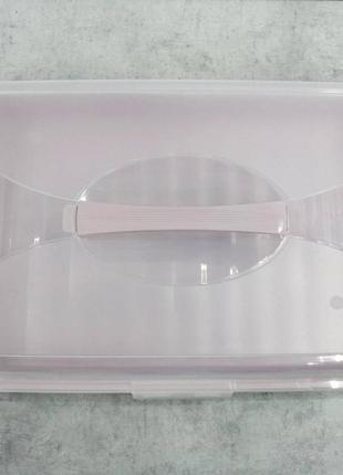 Тортівниця з кришкою прямокутна 44 х 30 х 9,5 см рожева алеана 1690572 фото