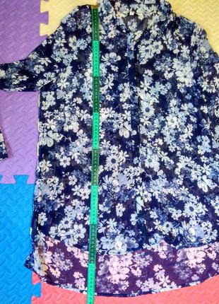 Тонкая шифоновая блуза, блузка, туника, цветочный принт2 фото