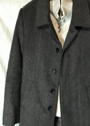 Пальто сіре в смужку вовна з утеплювачем, 48р2 фото