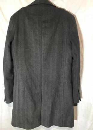 Пальто сіре в смужку вовна з утеплювачем, 48р3 фото