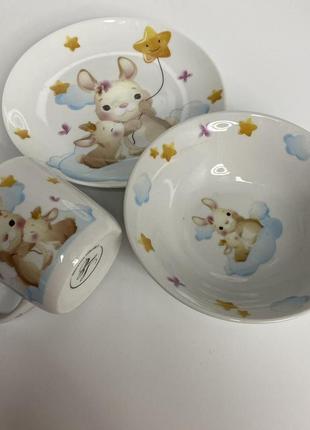 Набор фарфоровой детской посуды bunny 3 предмета limited edition c724