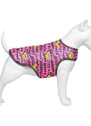 Курточка-накидка для собак waudog clothes, малюнок "диво-жінка в рожевому", l, а 41 см, b 58-70 см, с 42-52 см