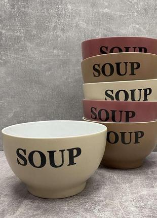 Набор бульонниц керамических 6 шт 650 мл interos 20237