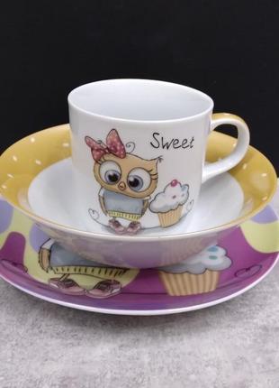 Детский набор столовой посуды из 3 предметов limited edition sweet owl c5255 фото