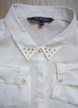 Полупрозрачная блуза рубашка со стразами декором top secret