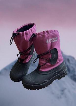 Зимові чоботи дутики base camp waterproof оригінал високі рожеві з хутром