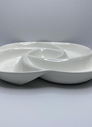 Менажниця порцелянова 4-секційна з відділом для соусу 35,5 см stenson mc4170-14