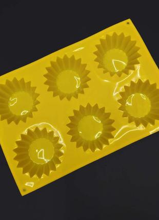 Силіконова форма ytech для випікання кексів на 6 комірок жовта 1132