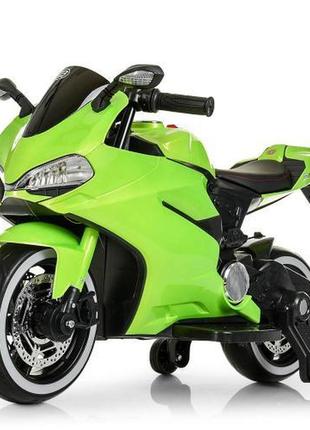 Детский электромотоцикл ducati (лак, зеленый цвет) с подсветкой колес
