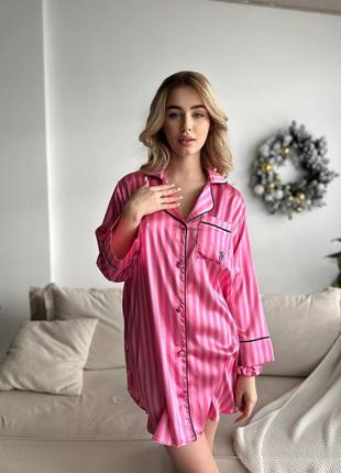 Сорочка ночнушка victoria’s secret рожева на ґудзиках одяг для дому та сну