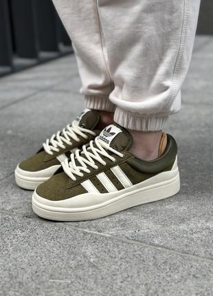 Стильные женские кроссовки adidas campus x bad bunny wild moss оливковые унисекс 36-45 р