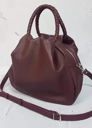 Сумка жіноча "юта" натуральна шкіра, бургунді флотар