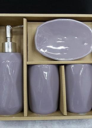 Набір аксесуарів для ванної кімнати 4 предмети ліловий 00613 td1 фото