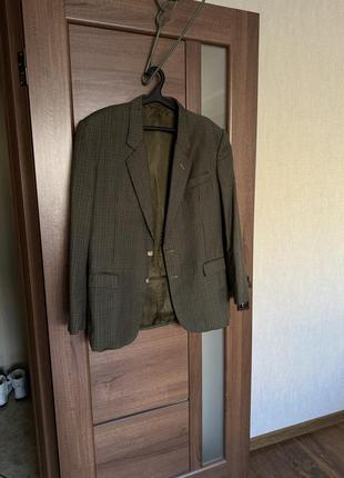 Стильный итальянский шерстяной винтажный пиджак гусиная лапка размер л zara в клетку3 фото