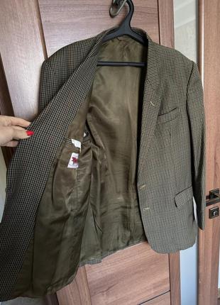 Стильный итальянский шерстяной винтажный пиджак гусиная лапка размер л zara в клетку2 фото