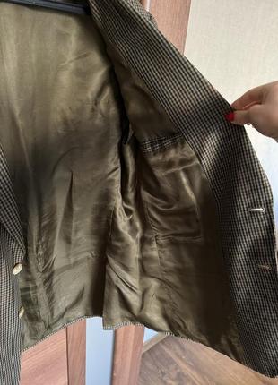 Стильный итальянский шерстяной винтажный пиджак гусиная лапка размер л zara в клетку4 фото