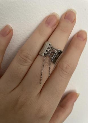 Каблочное кольцо кольцо серебро цепочка цепочка цепочка минималистичное стильное2 фото